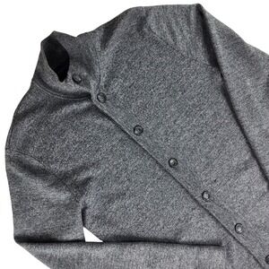 Patrick Assaraf Cardigan Sweater Men Large Grey Mock Neck 100% Merino Wool